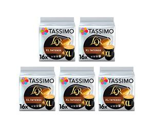 TASSIMO L'OR XL Intense - Cápsulas de café Intenso tamaño XL - 5 Paquetes de 16 cápsulas cada uno (80 Porciones)