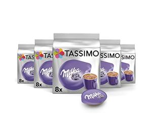 Tassimo Milka Chocolate Cápsulas de Chocolate con Leche | 40 Cápsulas Compatibles con Cafetera Tassimo - 5PACK - Amazon Exclusive
