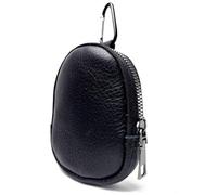 TASSINI - Mini mochila de piel auténtica de alta calidad, monedero, funda de transporte compacta para AirPods, Sony LinkBuds, Galaxy Buds, llaves, tarjetas de acceso y llavero (negro)