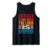 Taste and See The Lord Is Good Salmo 34:8 Vintage Camiseta sin Mangas