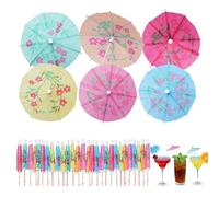 Tastetreasure 144 paraguas de cóctel, sombrillas de papel para bebidas, palillos de fiesta para cupcakes de frutas, decoración de bebidas tropicales multicolor para fiesta Luau, bar Tiki y cumpleaños