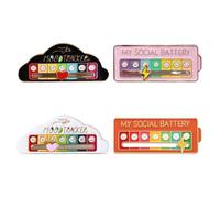 Tastetreasure 4 pines deslizantes de batería social en la nube, insignia de My Mood Tracker en rosa, negro, naranja, blanco, broche interactivo de corazón creativo para expresión de 7 días, regalo