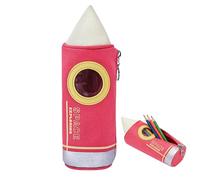 Tastetreasure Estuche para lápices con forma de cohete para niños, bolsa de gran capacidad con compartimentos, organizador creativo de papelería de pie para la escuela y la oficina, regalo divertido