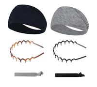 Tastetreasure Juego de 6 diademas para hombres y mujeres, diadema de metal en zigzag, diademas de tela deportiva, accesorios de aro ondulados antideslizantes, lazos elásticos para el cabello, para