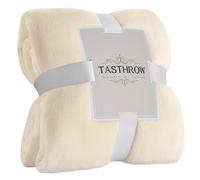 TASTHROW Blanco Crema Manta Franela para Cama 150 x 200cm, Grande Suave Manta para Sofá Peluch, Ligera y Suave Manta Adecuada para Todas Las Estaciones