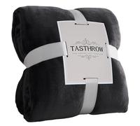 TASTHROW Negro Manta Franela para Cama 150 x 200cm, Grande Suave Manta para Sofá Peluch, Ligera y Suave Manta Adecuada para Todas Las Estaciones