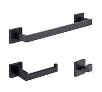 TASTOS QMW3 Stainless Steel Towel Rack 3-Piece Set Black, Acrylic