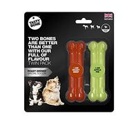 Tasty Bone - Paquete Doble de Juguetes masticables de Nailon para Perros de Juguete (Carne Asada y Pastel de Manzana), Indestructible para masticadores agresivos, Sabor Eterno, Dientes Fuertes y
