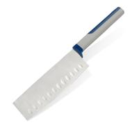 Tasty Cortador de verduras de 15 cm, hoja afilada de acero inoxidable, cuchillo de cocina duradero con mango ergonómico suave al tacto, color: azul y gris