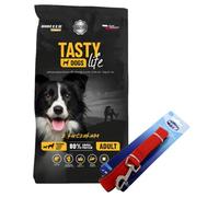 Tasty Dogs Life pienso para perros con pollo 15 kg (razas medianas y grandes) + Correa Zippy Dog, roja, ¡GRATIS!