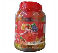 Tasty Fruity Jaleas de gelatina Halal de 32 g x 55 gelatina de frutas de gran tamaño, bolsa de fiesta de cumpleaños para niños, 5 sabores surtidos, fresa, lichi, mango, uva y piña