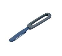 Tasty Pelador plegable - Pelador de verduras y patatas de alta calidad de acero inoxidable y plástico PP, pelador de tiras para frutas y verduras, pelador universal, 19,5 x 2,5 cm, gris/azul/plata