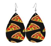 Tasty - Pendientes de pizza para mujer, aretes de gota de estrella festiva, joyería colgante elegante para celebraciones, One Size, Cuero