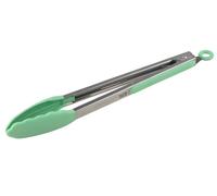 Tasty Pinzas de acero inoxidable 18/10 y silicona resistente al calor, 345 mm, ideal para carne y verduras, color verde, apto para lavavajillas