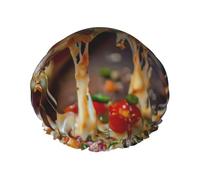 Tasty Pizza - Gorras de ducha reutilizables para mujer, gorro de ducha grande para hombres, cuidado rápido, cabello largo y corto para baño infantil