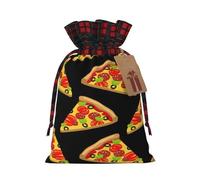 Tasty Pizza Print Christmas Drawstring Gift Bags Gift Pouch Candy Pouch Fun Wedding Bags 30 x 21 cm