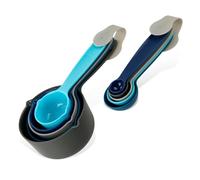 Tasty Set de Cucharas Medidoras, 10 piezas de Distintos Tamaños, Aptas para Lavavajillas, Colores Azul Claro, Azul Oscuro y Gris, Apilables para Ahorrar Espacio