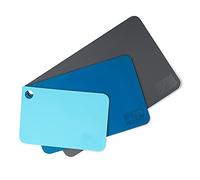 Tasty Set de Tablas de Cortar, Plástico Robusto para Cortar Todo Tipo de Alimentos en la Cocina,Aptas para Lavavajillas, 24,5 cm, 31,5 cm y 38,5 cm, Colores Azul Claro, Azul Oscuro y Gris, 3 uds.