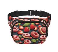 Tasty Wonders - Riñonera cuadrada de doble capa con correa ajustable para actividades al aire libre, color negro, talla única, Black, Talla única