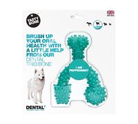 TastyBone TrioBone - Juguete dental de nailon para perros grandes (menta), dientes y encías fuertes y saludables, indestructible para masticadores agresivos, sabor eterno, fabricado en el Reino Unido