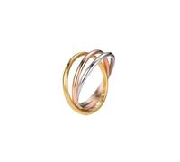 Tata Gisèle - Anillo de 3 anillos de trinidad de acero inoxidable, plateado, dorado y rosa dorado, entrelazados, triple anillo, anillo de fantasía mixto para mujer, hombre, 7 tamaños diferentes, 62 mm