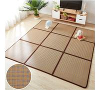 Tatami Alfombra de suelo de ratán natural, antideslizante, transpirable, para sala de estar, 23.6 x 23.6 pulgadas, con bolsa de almacenamiento, ideal para dormir y gatear