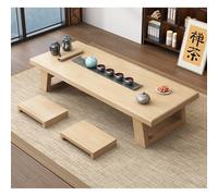 Tatami - Mesa de té japonesa de madera de bambú para sala de estar, mesa baja de madera maciza con 4 taburetes, soporta 200 kg, bordes lisos