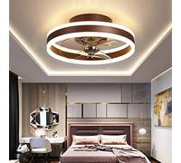 TATANE Reversible Led Ventilador Techo con Luz Silencioso y Mando 6 Velocidades Dormitorio Lamparas Ventilador de Techo Salon Moderno Φ40cm 24W Regulable Pequeño Luz Techo,Marrón