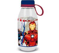 Marvel Botella Ecozen transparente para niños, tritan Avengers Iron Man Hulk Capitán América, 460 ml, con capucha y mango de silicona