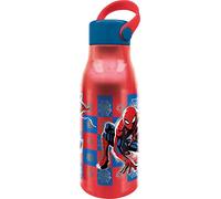 Tataway Botella de aluminio rojo Marvel Spiderman de 760 ml para niños con tapón y asa de silicona