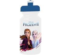 Tataway Botella de plástico azul Disney Frozen de 380 ml para niñas con cierre antigoteo y banda antideslizante