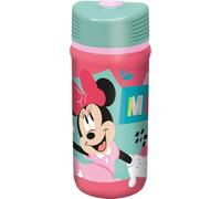 Tataway Botella de plástico rosa y azul Disney Minnie Mickey Mouse de 390 ml para niñas con cierre antigoteo