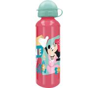 Tataway Botella Disney Minnie Mickey Mouse de aluminio rosa para niñas de 530 ml con pico y tapón de seguridad