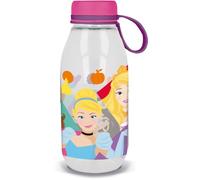 Disney Ecozen - Botella de agua transparente para niñas de Tritan Princesas Cenicienta Bella Durmiente Bella Jasmine 460 ml con capucha y mango de silicona