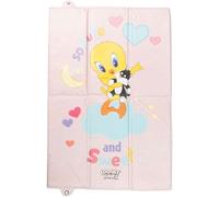 Cambiador plegable Looney Tunes de Warner Bros para niños, perfecto para viajar, ahorra espacio, es suave y está equipado con un cierre de botón, dimensiones 61 cm x 39 cm