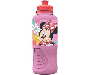 TataWay in viaggio si cresce Botella de plástico rosa Disney Minnie de 400 ml para niñas con cierre antigoteo y banda antideslizante