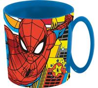 Tataway in viaggio si cresce Marvel - Taza infantil de plástico Spiderman para hombre, 350 ml, apta para microondas