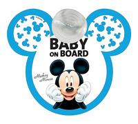 Disney Letrero de seguridad para coche Mickey Mouse Niño a bordo con ventosa Azul Blanco