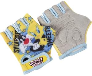 Tataway Par De Guantes De Bicicleta para Niño Y Niña Looney Tunes Titti Silvestro, Sin Dedos, Amarillo Y Azul, Dibujos Animados