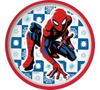 Tataway Plato plano de plástico blanco y rojo Marvel Spiderman Spider-Man para niños con base antideslizante