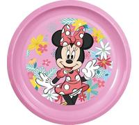 Tataway Plato plano de plástico Disney Pink Minnie para niñas resistente a los golpes accidentales y reutilizable