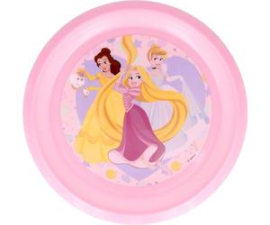 Tataway Plato plano Disney Pink para niñas en plástico Princesas resistente a los golpes accidentales y reutilizable