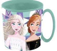 Taza de plástico azul para niñas de Elsa y Anna de Disney Frozen, 350 ml, apta para microondas