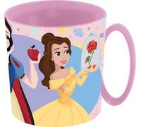 Taza de plástico rosa para niñas de la princesa Disney Jasmine Rapunzel, blanca como la nieve, Bella, para niñas, 350 ml, apta para microondas