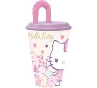 Tataway Taza deportiva Hello Kitty con pajita 430 ml, diseño divertido y práctico para niños, ideal para actividades deportivas y salidas