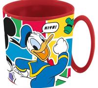 Taza infantil Disney Mickey Mouse de plástico roja con Mickey Mouse, 350 ml, apta para microondas