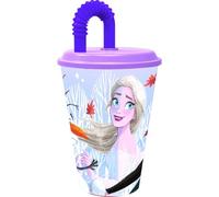 Tataway Vaso de 430 ml con pajita Frozen Autumn Leaves: práctico, ligero y decorado con Elsa en los colores del otoño, perfecto para cualquier momento del día