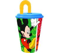 Tataway Vaso de 430 ml con pajita Mickey Has Fun: diseño original de Disney, práctico, duradero y seguro, ideal para tomar bebidas en casa, en la escuela o en el tiempo libre.