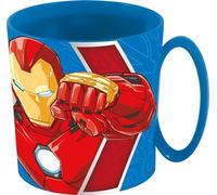 Tataway Vaso infantil de plástico Marvel Avengers Iron Man Captain America, 350 ml, apto para microondas