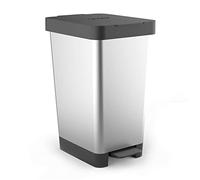 Tatay 1021301 - Cubo de pedal smart, 25 l de capacidad, pedal retráctil, polipropileno, libre de BPA, bolsa basura 30 L, color gris metalizado, medidas 26 x 36 x 47cm